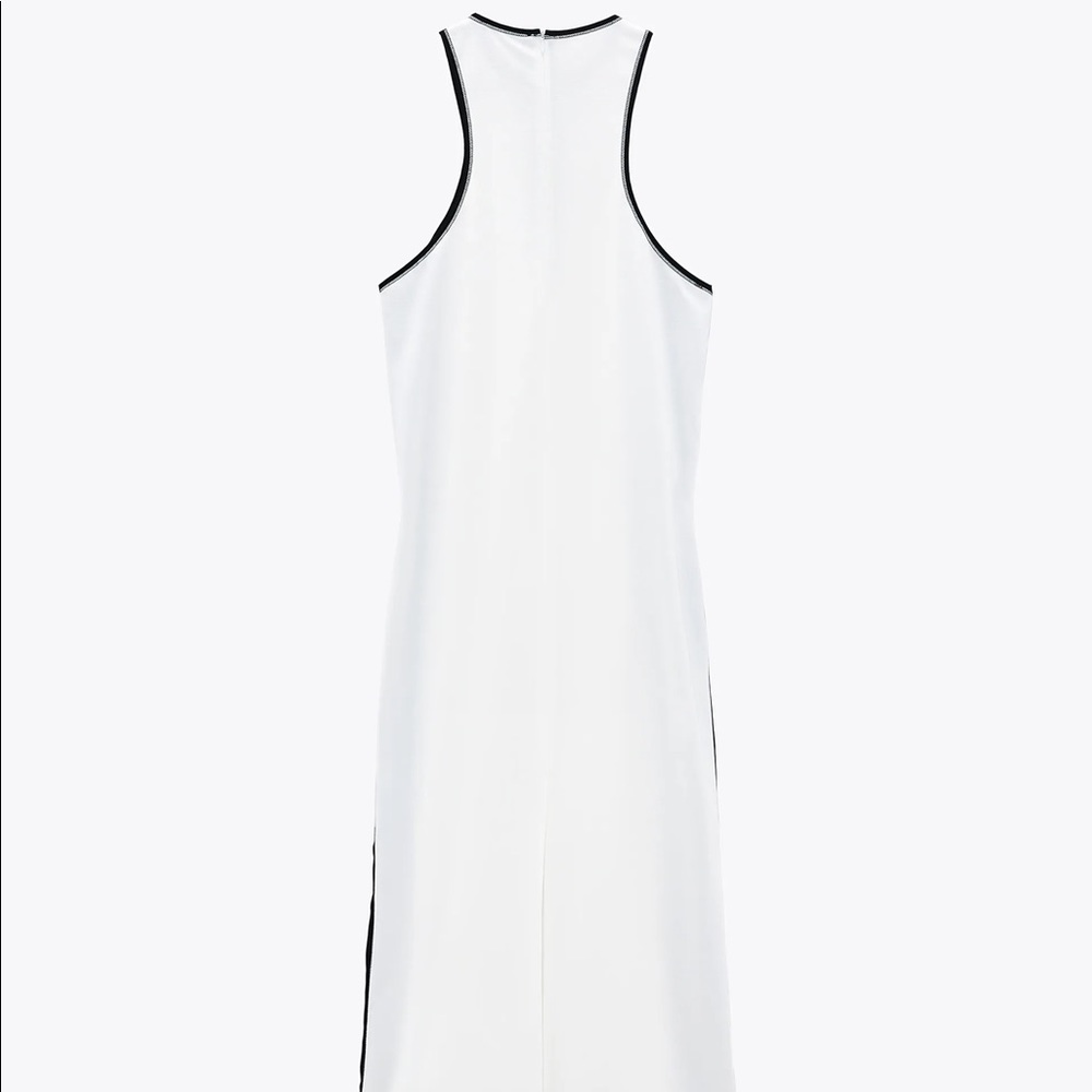 Zara DRESS W/ SIDE STRIPE Round Neck Sleeveless White/Black Size S NEW - Picture 4 of 5